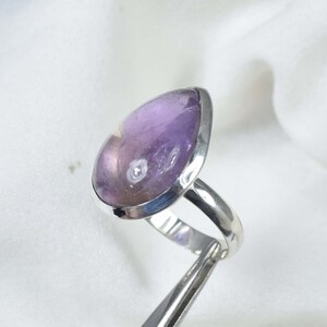 Handgjord päron-ametrinring: Ädelstenssmycken i 925 sterlingsilver - storlek 9 bild 3