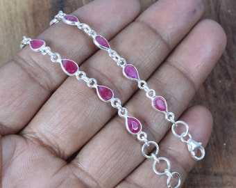 Ruby Sterling Silver Bracelet: July Birthstone Jewelry