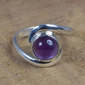 Bague en argent sterling avec améthyste : bijoux avec pierre de naissance de février