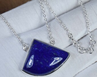 Blauwe sterlingzilveren lapis lazuli-ketting: geboortesteen december