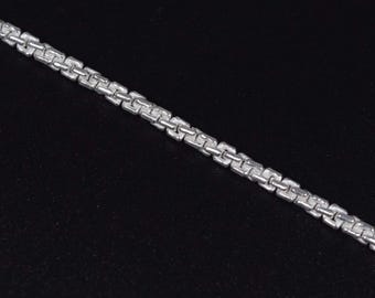 Sterling Silver Bar Chain Necklace: Modern Brick Link, 24 Inch