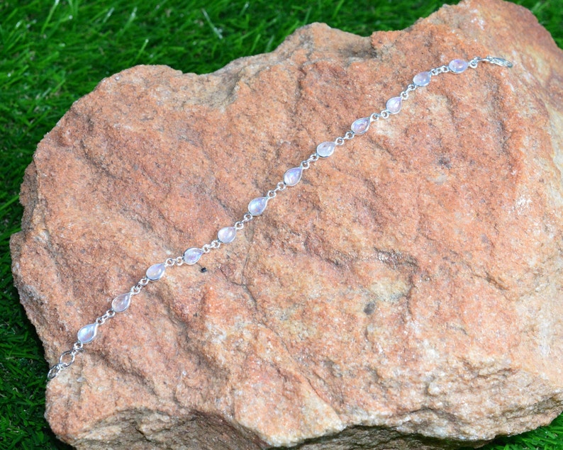 White Rainbow Moonstone 925 Sterling Silver Jewelry Adjustable Bracelets image 7