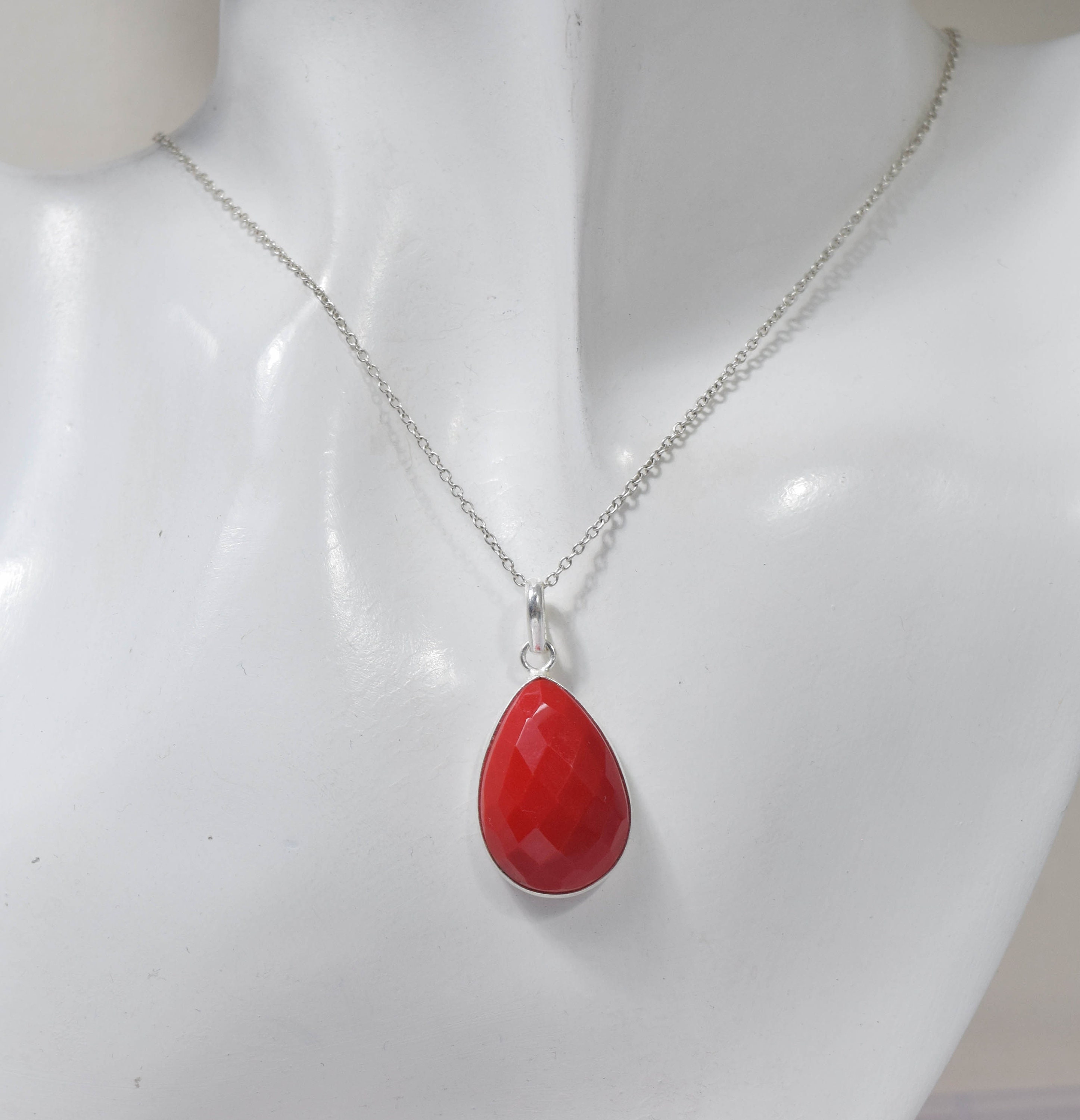 ネックレス・ペンダント NEEDLES Necklace - Red Coral Red Coral 925 Sterling Silver Faceted Gemstone Jewelry