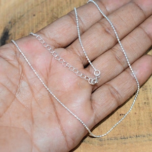 925 Sterling silver Ball Plain ~ Simple Chain Necklace ~ Ball Chain Adjustable Necklace ~ 16 / 18 / 20 Inch Length