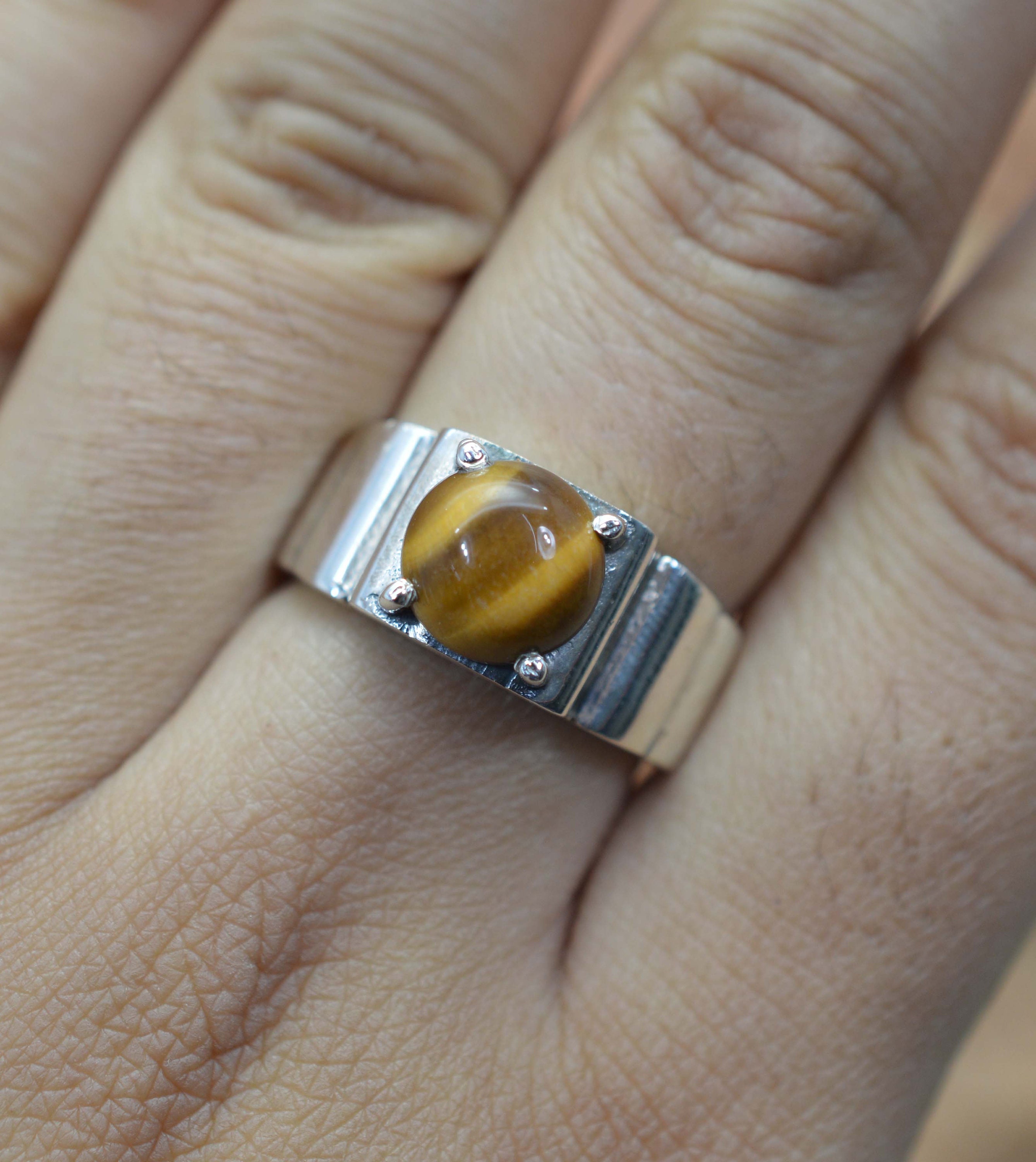 SILVER925 TIGER EYE DESIGN RING/シルバー/リング 925 Silver Ring, Tiger Eye Ring, Designer Ring, Womens Ring