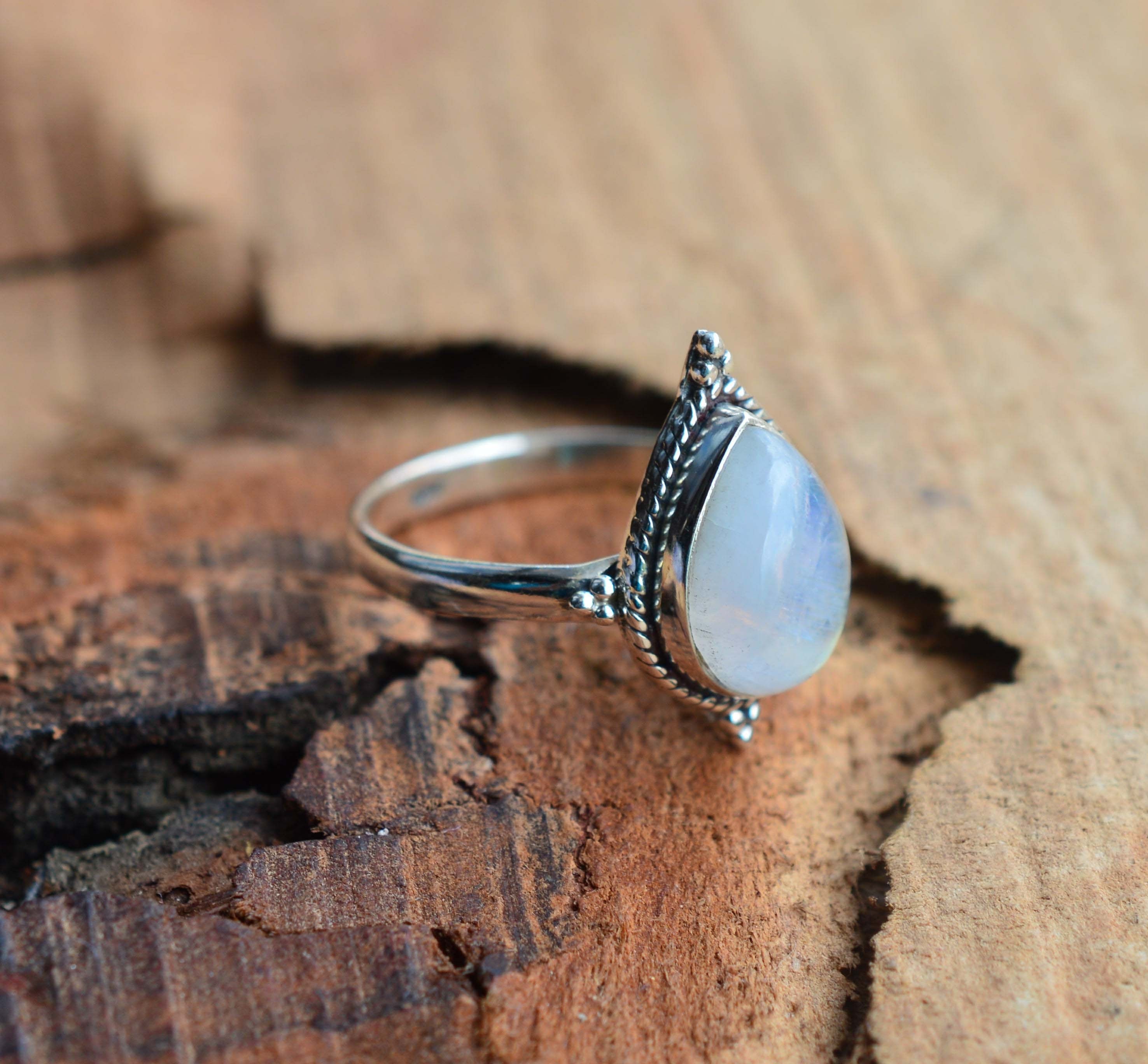 Triangle Moonstone Sterling Silver Rings – VW Gypsy