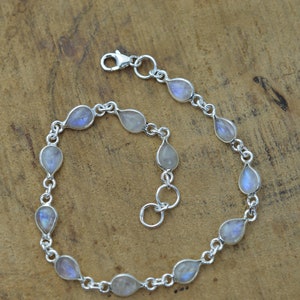 White Rainbow Moonstone 925 Sterling Silver Jewelry Adjustable Bracelets image 6