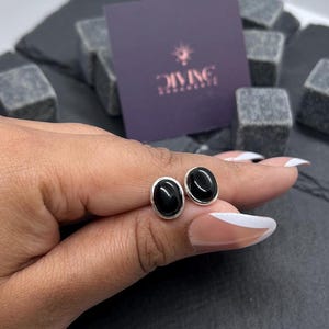 Black Onyx 925 Sterling Silver Oval Shape 1 Pair Stud Earring ~ Handmade Jewelry ~ Onyx Stud ~ Gift For Birthday
