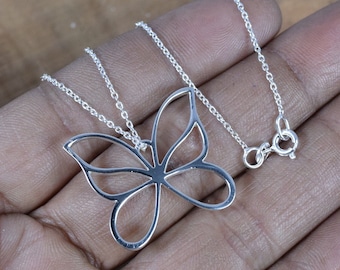 Sterling Silver Butterfly Necklace: Handmade 925 Silver Pendant