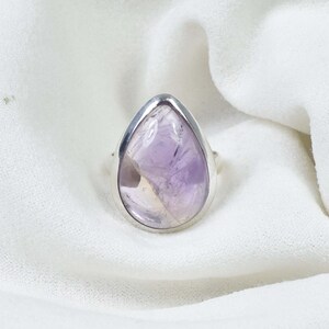 Handgjord päron-ametrinring: Ädelstenssmycken i 925 sterlingsilver - storlek 9 bild 1