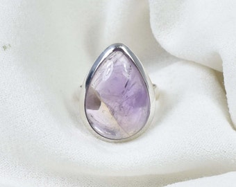 Handmade Pear Ametrine Ring: 925 Sterling Silver Gemstone Jewelry-US Size 9