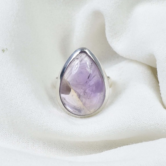 Handmade Pear Ametrine Ring: 925 Sterling Silver Gemstone Jewelry-US Size 9