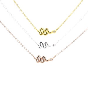 Solid Gold 9k/14k/18k Diamond Snake Necklace ~ Snake Pendant ~ Handmade Necklace Jewelry ~ Minimalist Animal Jewelry ~ Gift For Christmas