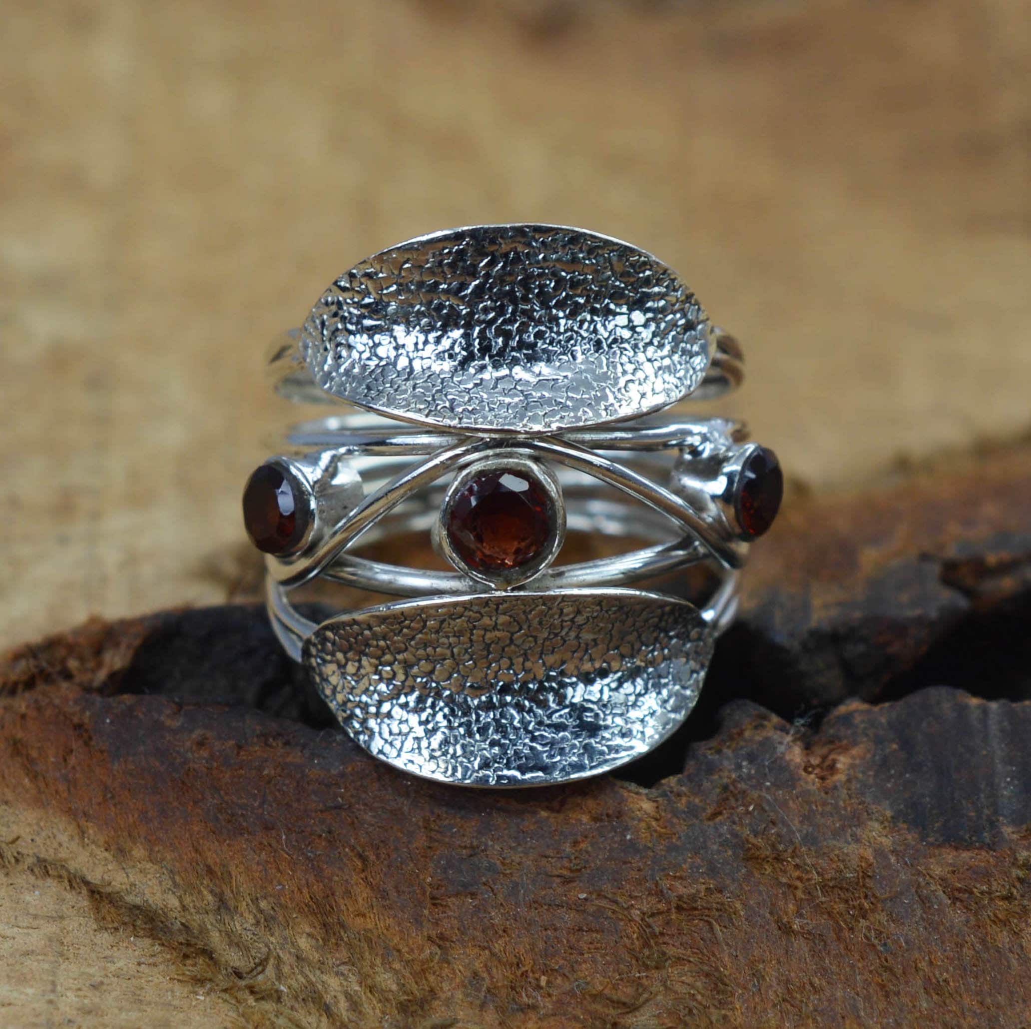 Red Garnet 925 Sterling Silver Handmade Jewelry Ring