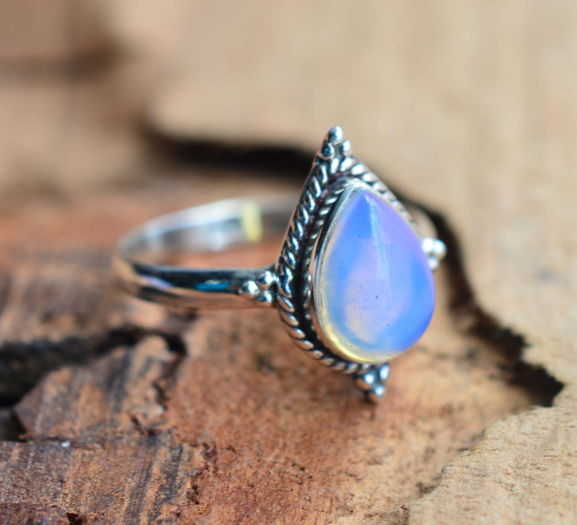 Milky Opalite 925 Sterling Silver Designer Ring - Etsy