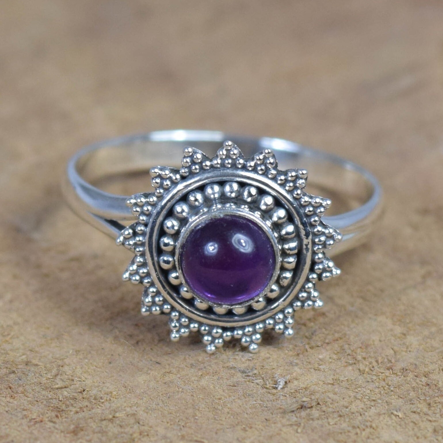 Purple Amethyst 925 Sterling Silver Gemstone Natural Jewelry Designer Ring ~ February Birthstone ~ Flower Ring ~ Gift For Valentine Day