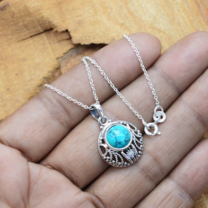 Blue Turquoise 925 Sterling Silver Gemstone Jewelry Pendant w/ or w/o Chain Necklace ~ Handmade Jewelry ~ Turquoise ~ Gift For Anniversary