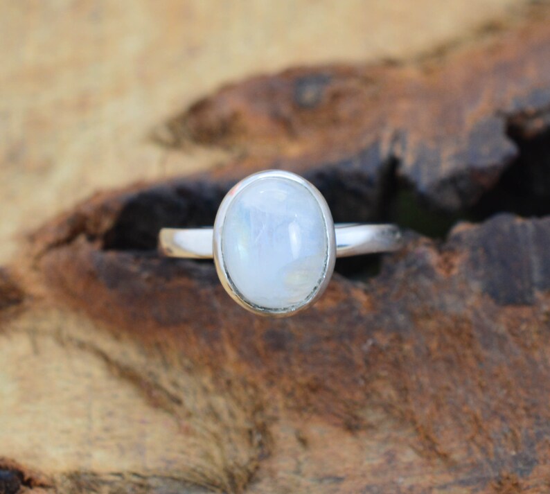 Rainbow Moonstone 925 Sterling Silver Handmade Jewelry Ring image 3