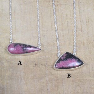 Natural Pink Rhodonite 925 Sterling Silver Gemstone Chain Necklace Jewelry ~ Handmade Jewelry ~ Natural Gemstone ~ Gift For Christmas