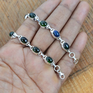 Grüner Turmalin 925 Sterling Silber verstellbar Armband ~ 11 Edelstein Schmuck