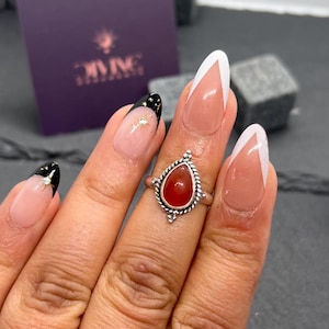 Red Carnelian 925 Sterling Silver Gemstone Ring