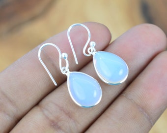 Milky Opalite 925 Sterling Silber Schöne Haken Ohrringe