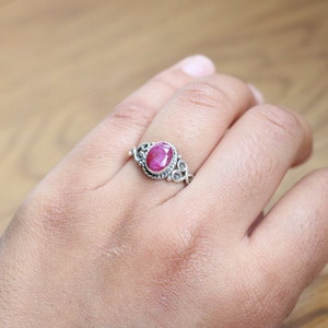 Red Ruby 925 Sterling Silver Oval Shape Gemstone Jewelry Ring - Red Ruby Minimalist Designer Ring Jewellery