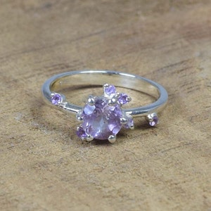 Geschliffener Amethyst 925 Sterling Silber Amethyst Edelstein Natürlicher Schmuck Designer Ring ~ Februar Monat Geburtsstein ~ Geschenk für Weihnachten