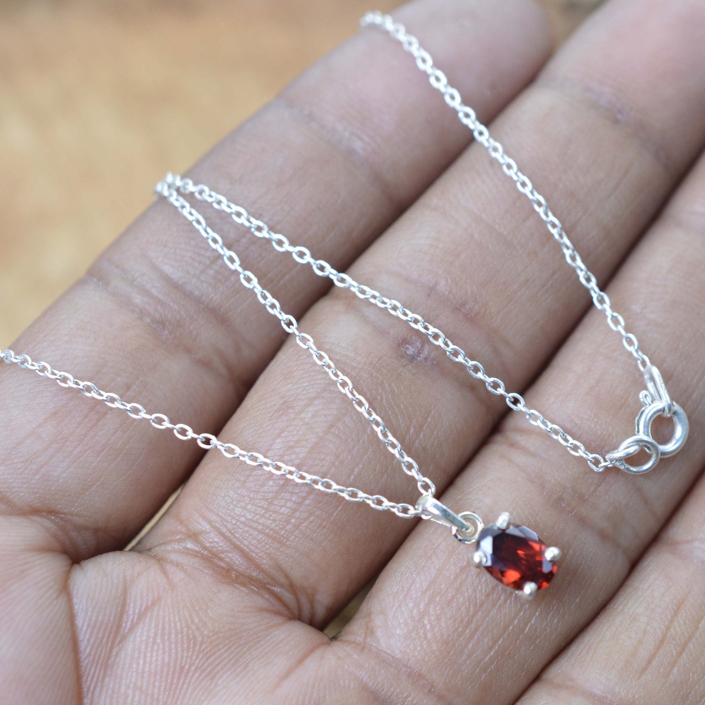 Pendentif Argent 925 Plaqué Or Avec Grenat - Grand Modèle Pour Femmes, Neuf Avec étiquettes