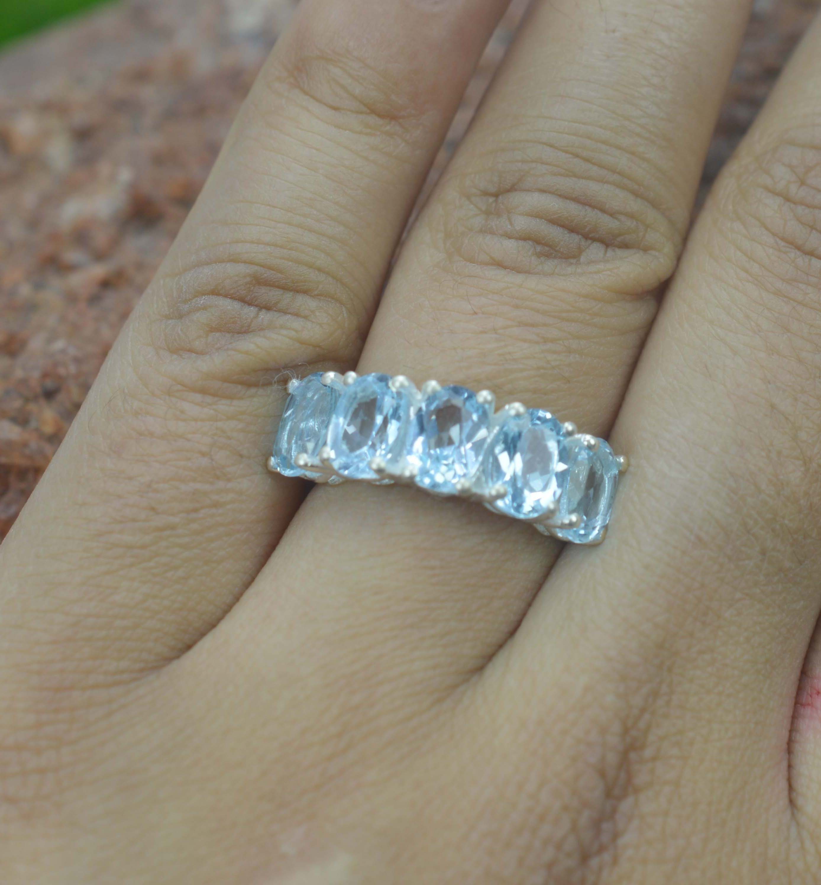 Blue Topaz 925 Sterling Silver Oval Shape Gemstone Ring - Etsy