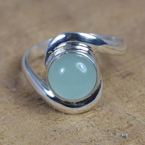 Aqua Chalcedony 925 Sterling Silver Natural Gemstone Elegant Jewelry ~ March Birthstone ~ Gift For Valentine Day