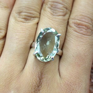 Green Amethyst 925 Sterling Silver Gemstone Ring, Gift For Her