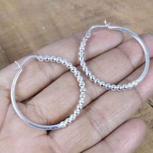 Silber Perlen Creolen 925 Sterling Silber Runde Designer 1 PAAR Creolen ~ Handgemachter Schmuck ~ Leichte Creolen ~ Geschenk Für Weihnachten