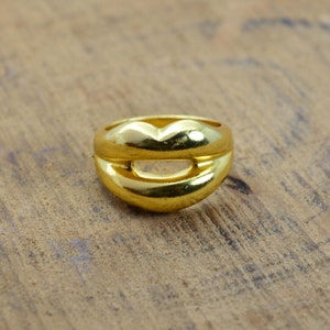 Gold Overlay Sterling Silver Lip Ring: Statement Jewelry