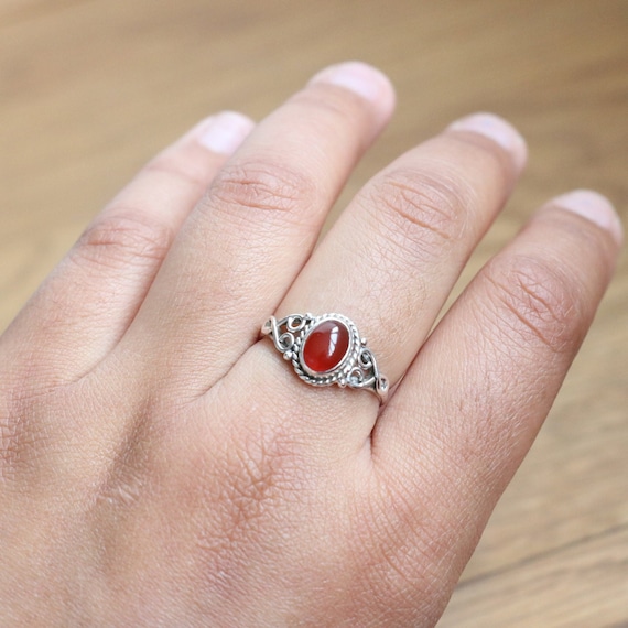 Red Carnelian 925 Sterling Silver Gemstone Jewelry Ring Gift Rings