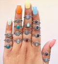 925 Sterling Silver Moonstone / Onyx / Tiger's Eye / Chalcedony / Turquoise / Moonstone / Amethyst Natural Crystal Designer Silver Ring