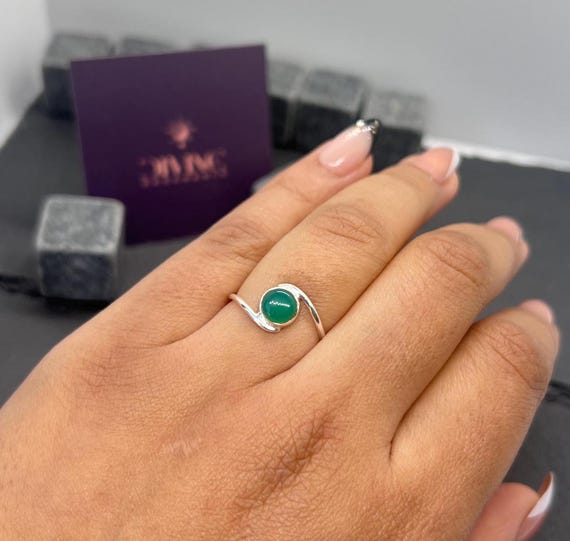 Green Onyx 925 Sterling Silver Ring ~ Dainty Ring - Etsy