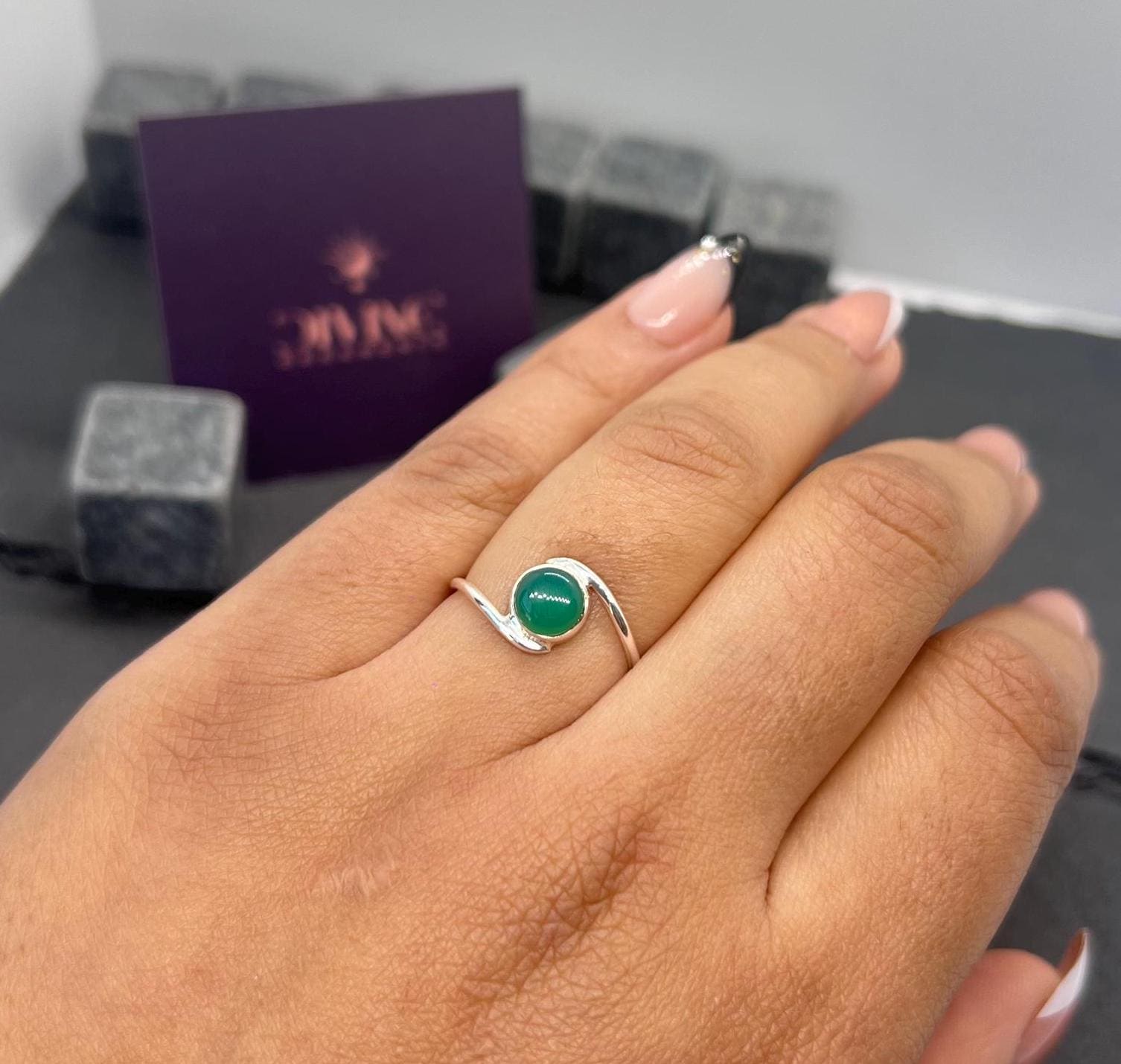 Green Onyx 925 Sterling Silver Ring ~ Dainty Ring - Etsy