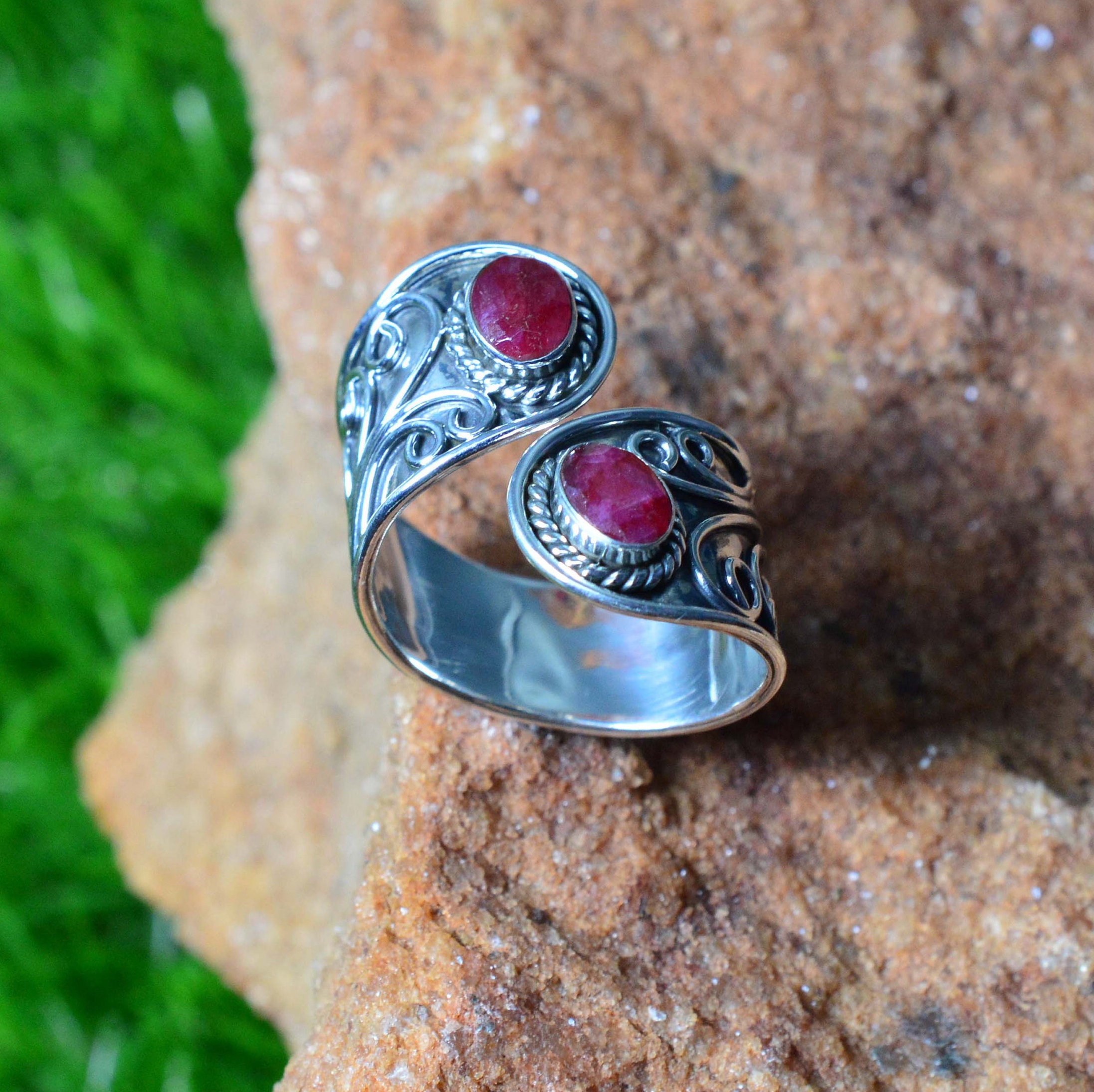 Red Ruby Ring 925 Sterling Silver Faceted Ruby Ring | Etsy