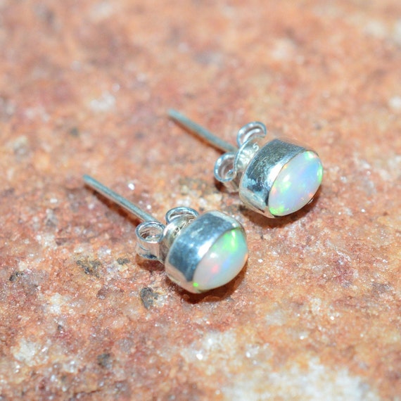 Ethiopian Opal 925 Sterling Silver Opal Earrings October