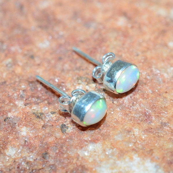 Ethiopian Opal 925 Sterling Silver Opal Earrings, October Birthstone Earrings, Stud Earrings