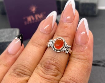 Red Carnelian 925 Sterling Silver Gemstone Jewelry Ring ~ Gift Rings