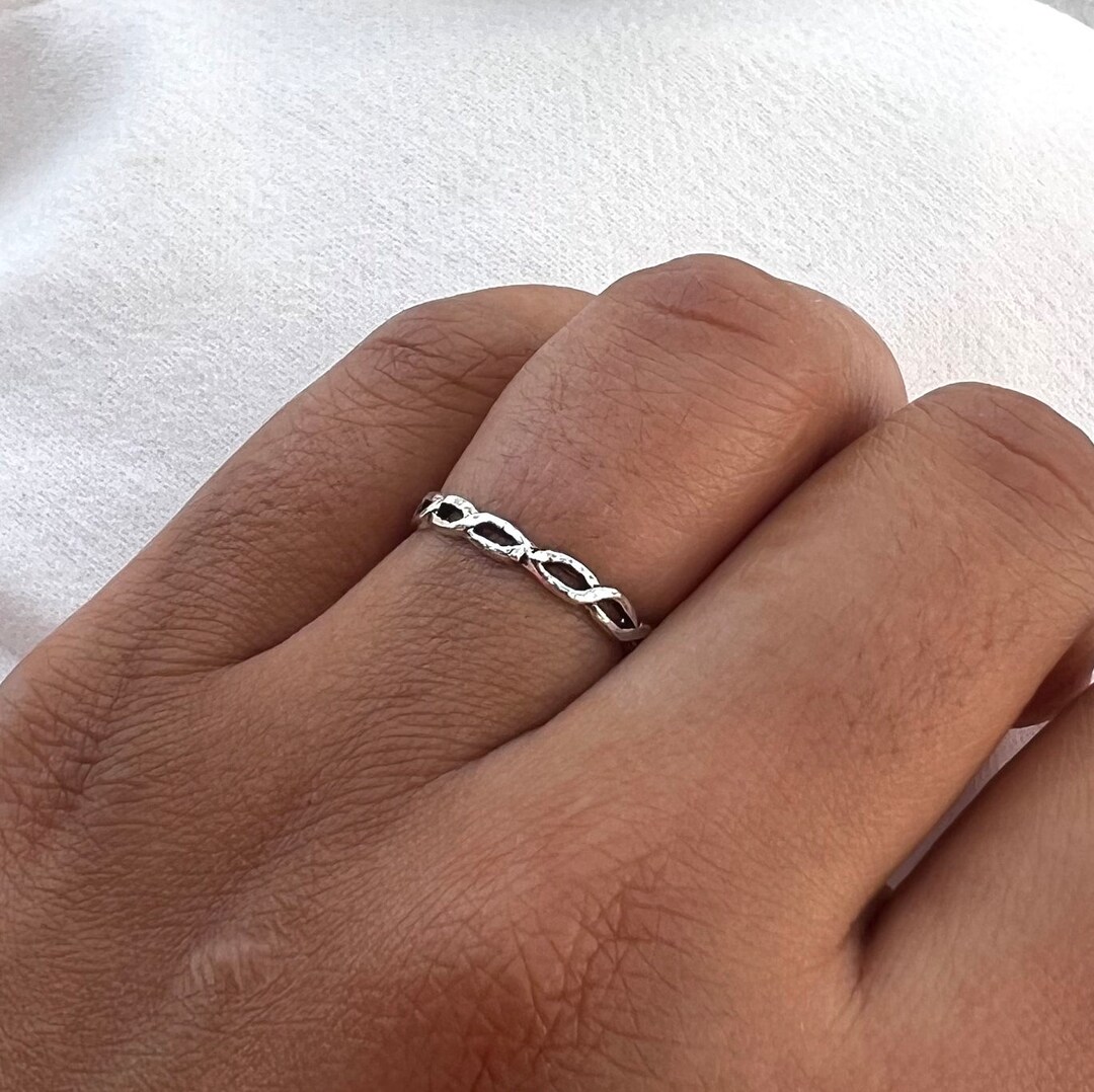 Silver Twist Ring 925 Sterling Silver Designer Plain Band