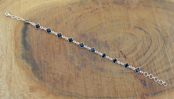Black Onyx 925 Sterling Silver Faceted Gemstone Adjustable