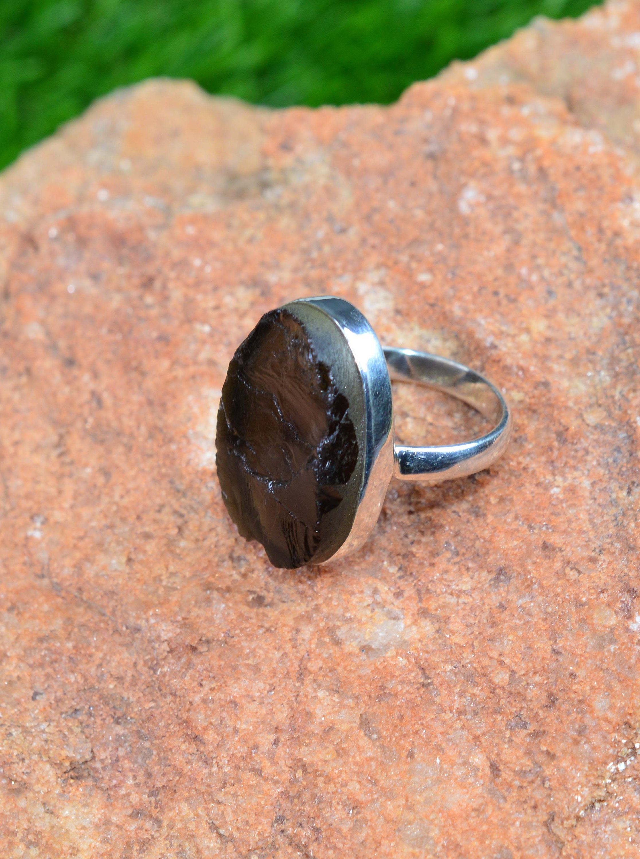 Real Rough Smoky 925 Sterling Silver Ring Etsy Singapore