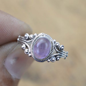 Amethyst 925 Sterling Silver Purple Amethyst Gemstone Jewelry Ring