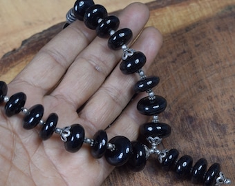 Black Onyx 925 Sterling Silver Necklace: Designer Gemstone Chain