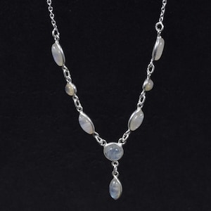 White Rainbow Moonstone 925 Sterling Silver Multi Shape Gemstone Designer Necklace ~ Silver Jewelry ~ Handmade Jewelry ~Gift For Anniversary