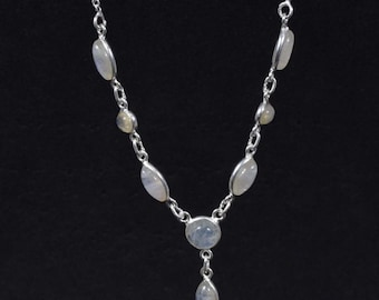 White Rainbow Moonstone 925 Sterling Silver Multi Shape Gemstone Designer Necklace ~ Silver Jewelry ~ Handmade Jewelry ~Gift For Anniversary