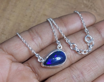 Colar de Opala Etíope Negra: Pingente de Pedra Preciosa em Prata de Lei 925